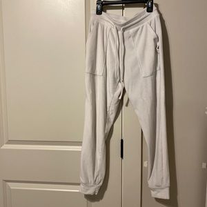 White fuzzy pants